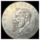 1959 Mexico Silver 5 Pesos CHOICE AU