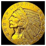 1908 Indian Head $5 Gold Half Eagle UNCIRCULATED