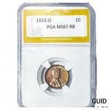 1933-D Wheat Cent PGA MS67 RB