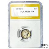 1940-D Mercury Silver Dime PGA MS65 FSB