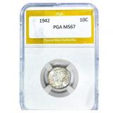 1942 Mercury Silver Dime PGA MS67