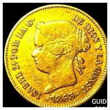 1863 Philippines Gold 1 Peso .0476 AGW