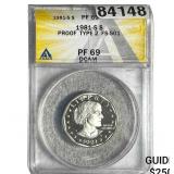 1981-S Susan B. Anthony $1 Type 2 ANACS PF69 DCAM