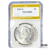 1922-D Silver Peace Dollar PGA MS64
