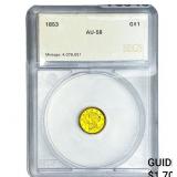 1853 Rare Gold Dollar SEGS AU58