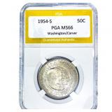 1954-S Washington Carver Half Dollar PGA MS66