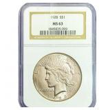 1928 Silver Peace Dollar NGC MS63