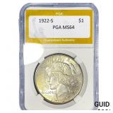 1922-S Silver Peace Dollar PGA MS64