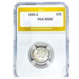 1935-S Mercury Silver Dime PGA MS66