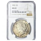 1923 Silver Peace Dollar NGC MS63