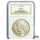 1928 Silver Peace Dollar NGC MS63