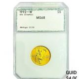 1992-W 1/4oz Gold Olympiad $5 PCI MS68