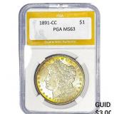 1891-CC Morgan Silver Dollar PGA MS63