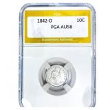 1842-O Seated Liberty Dime PGA AU58