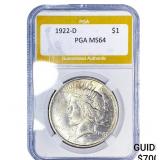 1922-D Silver Peace Dollar PGA MS64