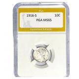 1916-S Mercury Silver Dime PGA MS65