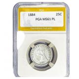 1884 Seated Liberty Quarter PGA MS61 PL