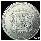 1972 Dominicon Republic Silver 1 Peso