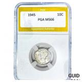 1945 Mercury Silver Dime PGA MS66