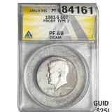 1981-S Kennedy Half Dollar ANACS PF69 DCAM Type 2