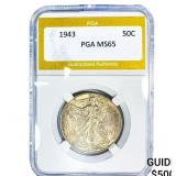 1943 Walking Liberty Half Dollar PGA MS65