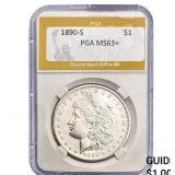 1890-S Morgan Silver Dollar PGA MS63+