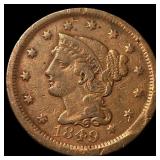 1849 Braided Hair Large Cent NEARLY UNCIRCULATED