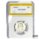 1940-S Washington Silver Quarter PGA MS66