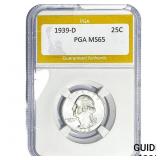1939-D Washington Silver Quarter PGA MS65