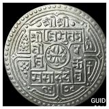 Nepal Shah Dynasty Vikrama Silver Double Mohar
