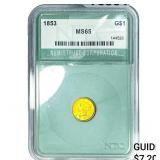 1853 Rare Gold Dollar NTC MS65