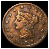 1843 Braided Hair Large Cent LIGHTLY CIRCULATED