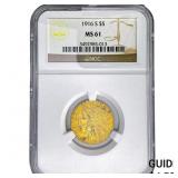 1916-S $5 Gold Half Eagle NGC MS61
