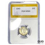 1943 Mercury Silver Dime PGA MS66