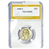 1948-S Washington Silver Quarter PGA MS66