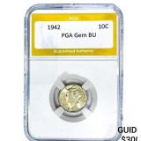1942 Mercury Silver Dime PGA BU