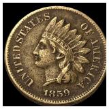 1859 Copper-Nickel Indian Head Cent NEARLY UNCIRCU