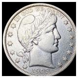 1909-S Silver Barber Half Dollar CHOICE AU