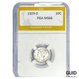 1929-D Mercury Silver Dime PGA MS66