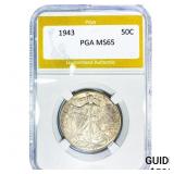 1943 Walking Liberty Half Dollar PGA MS65