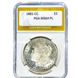 1881-CC Morgan Silver Dollar PGA MS64 PL