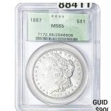 1887 Morgan Silver Dollar PCGS MS65