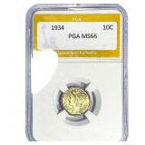 1934 Mercury Silver Dime PGA MS66