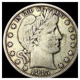 1915-S Silver Barber Half Dollar NEARLY UNCIRCULAT