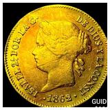 1862 Philippines Gold 1 Peso .0476oz AGW