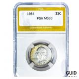 1934 Washington Silver Quarter PGA MS65