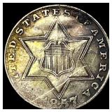 1857 Silver Three-Cent Piece HIGH GRADE
