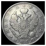 1819 Silver 1 Rouble Russia Ð¡ÐÐ Mint CLOSELY UN