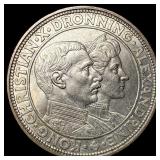 1923 Denmark Silver 2 Kroner UNCIRCULATED