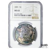 1891 Morgan Silver Dollar NGC MS63